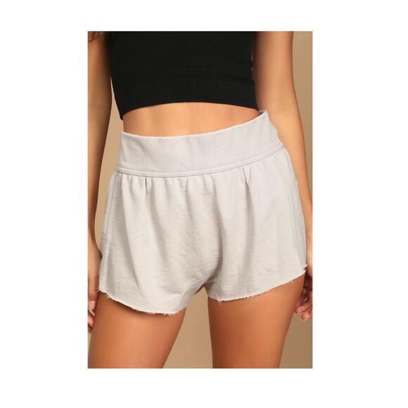 FREE PEOPLE Cozy Soft Comfy Casual Harem Lounge Sweat Shorts in Light Grey XS - Picture 1 of 8